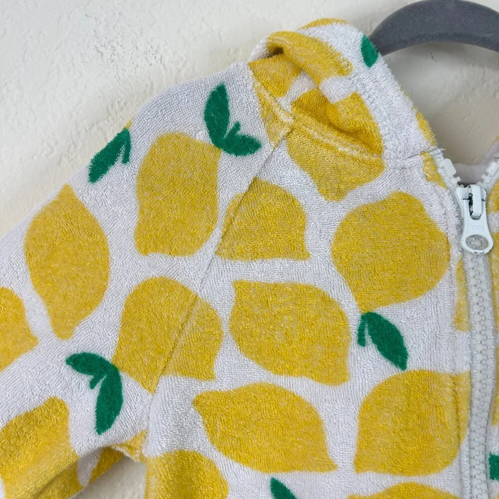 Hanna Andersson Yellow Lemon Print Hooded Kids Swim Coverup
